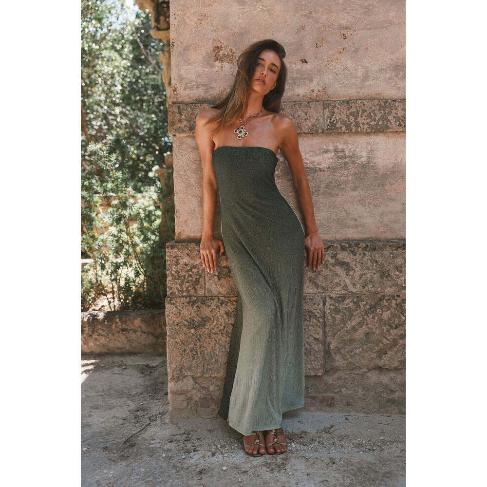 12th Tribe Brianna Sage Ombre Strapless Maxi Dress Size XS - Picture 2 of 3